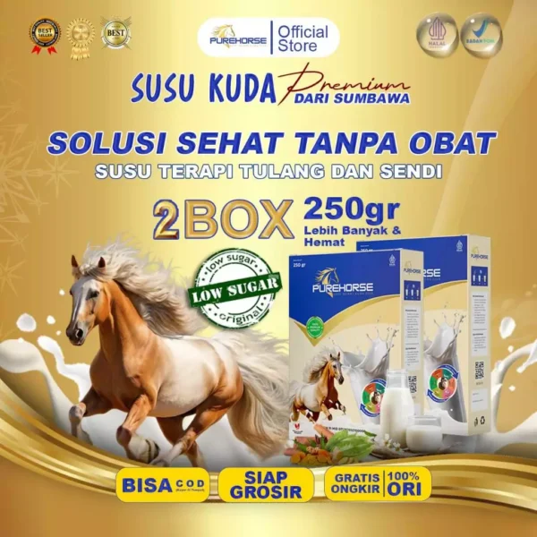Purehorse Susu Kuda Paket 2 Lebih Banyak Kemasan 250gr/Box