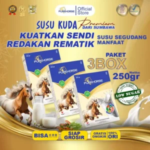 Purehorse Susu Kuda Original Paket 3 Box Kemasan 250gr/box